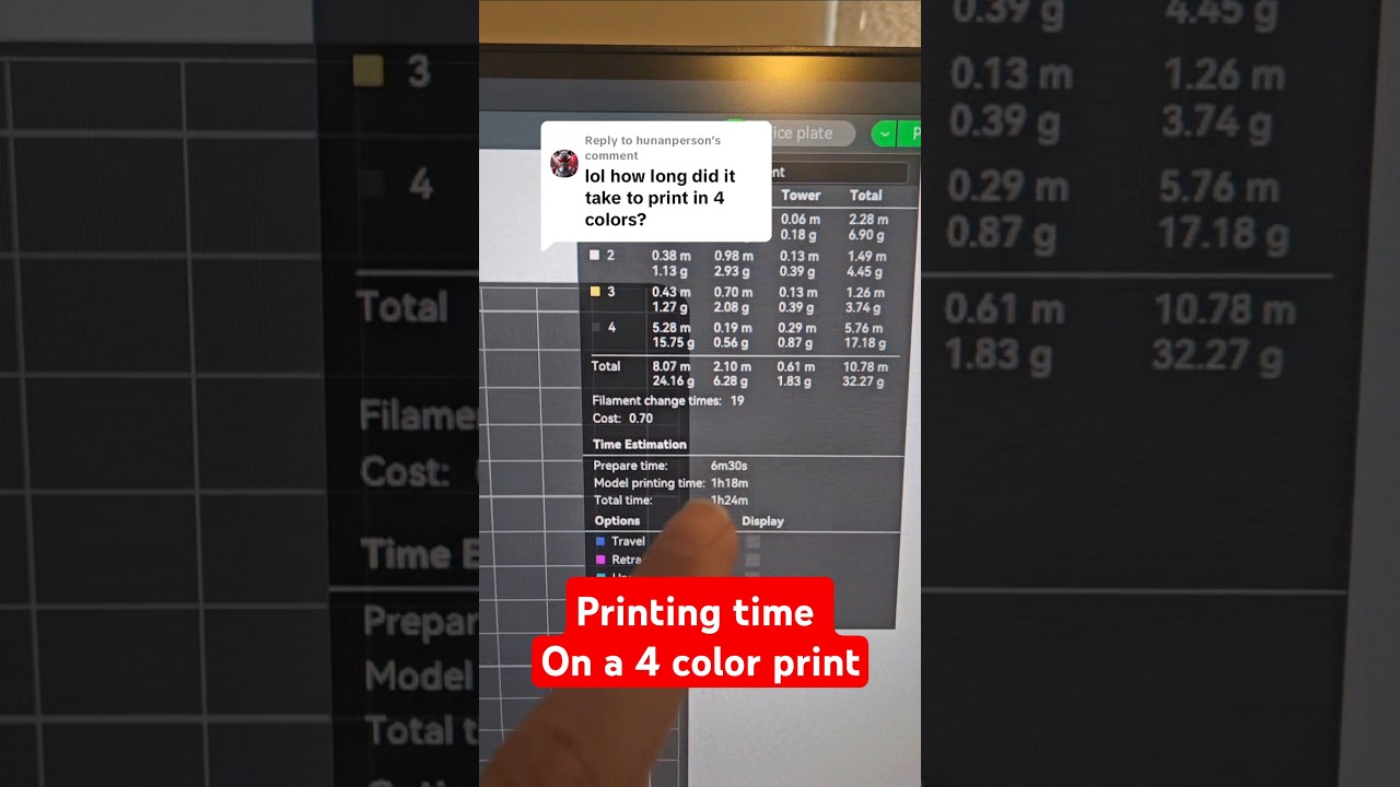 How long 4 color printing takes #3dprinting #shorts #diy #bambulab