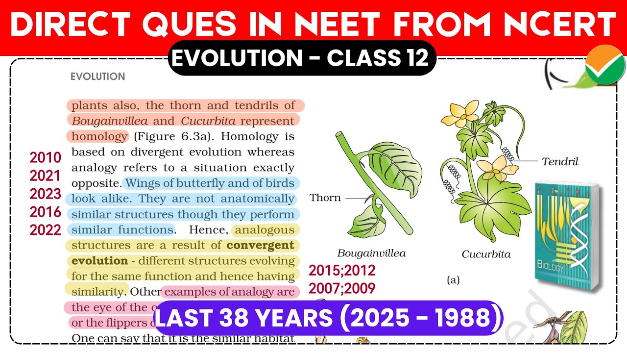 Evolution class 12 biology ncert highlights - With PYQ Marked | NEET 2026 | verma study