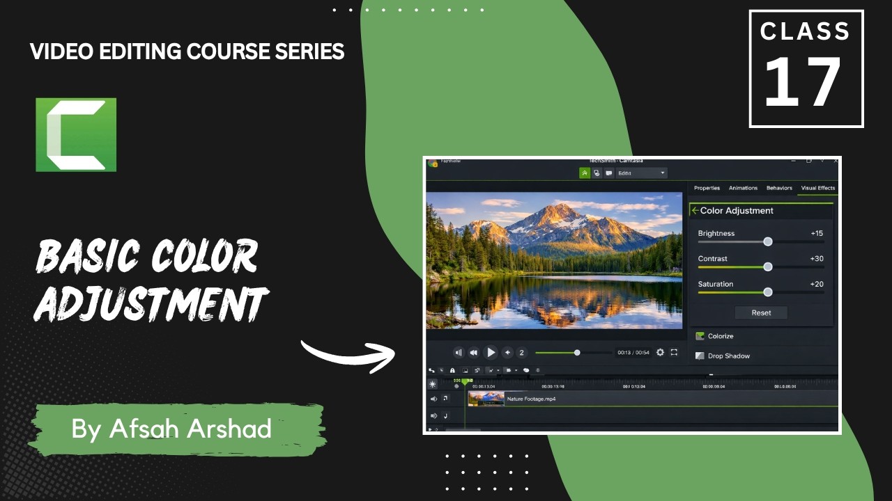 Lecture 17 – Basic Color Adjustment | Video Editing Course with Camtasia in Urdu