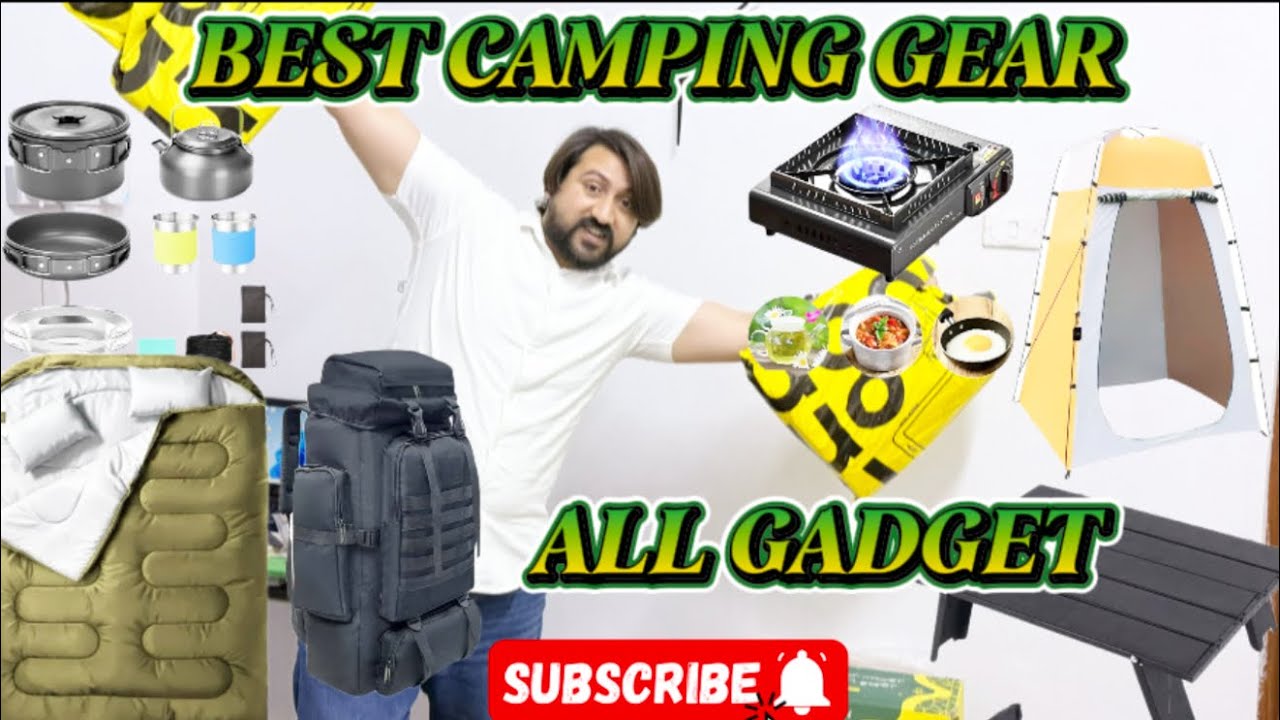 Budget camping | Camping Tent | Sleeping beg | Camping stove | chairs | bath tent out door