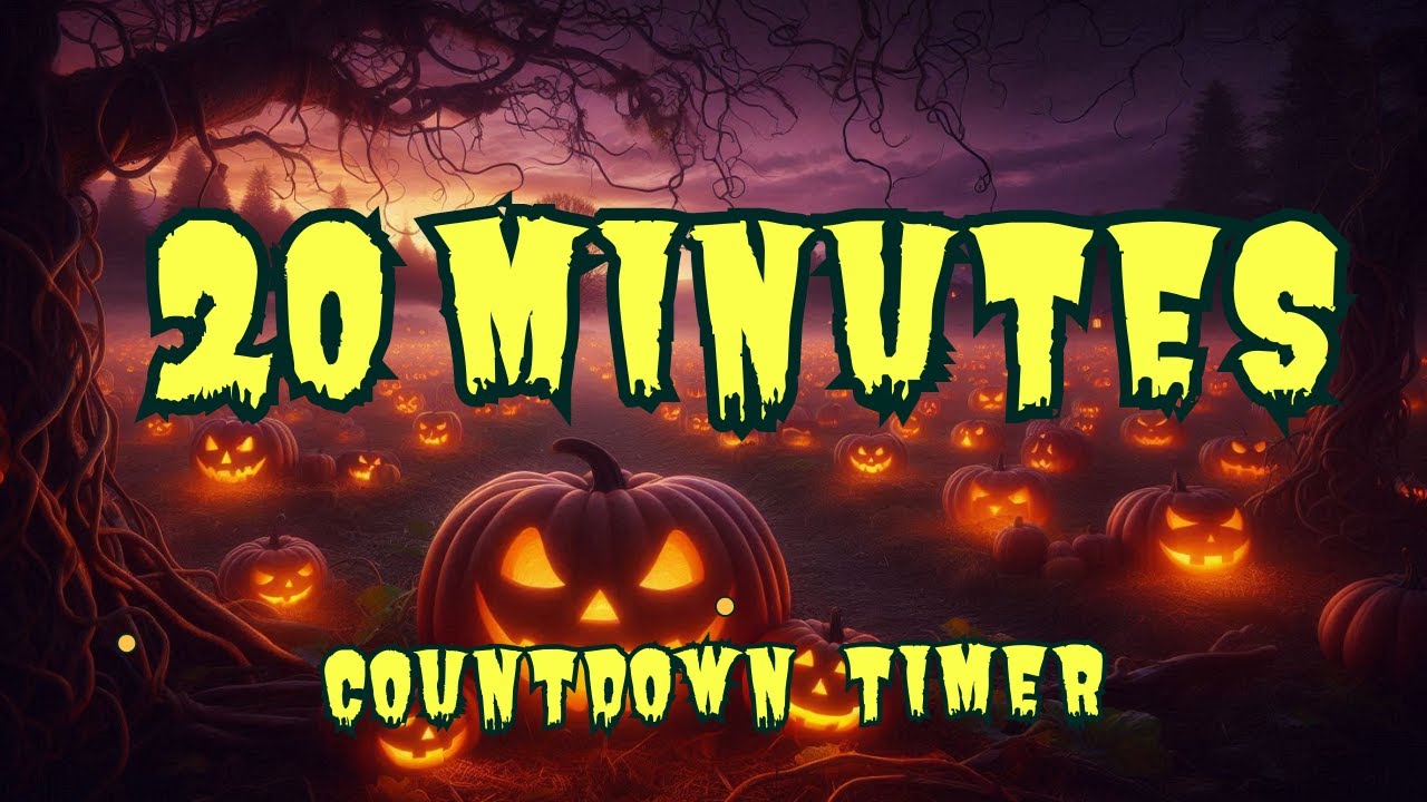 20 MINUTES 20:00 SCARY HALLOWEEN PARTY TIMER COUNTDOWN: Field of Glowing Jack-o'-Lanterns 🎃🌌