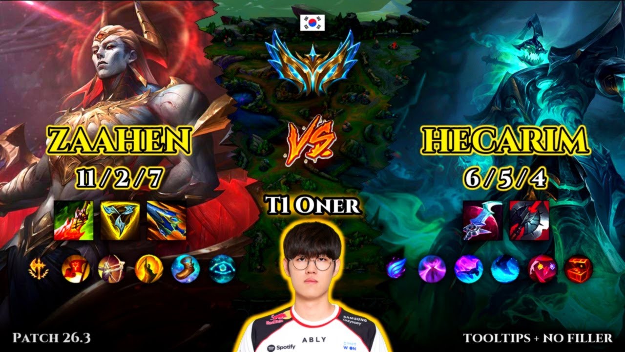 T1 Oner | Zaahen JUNGLE vs Hecarim | Patch 26.3 | 2026-02-13 | KR CHALLENGER