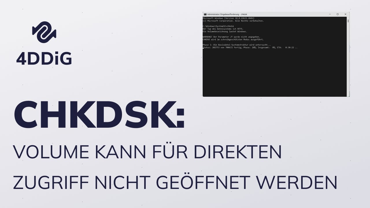 [3 Methoden] CHKDSK - Volume kann für direkten Zugriff nicht geöffnet werden