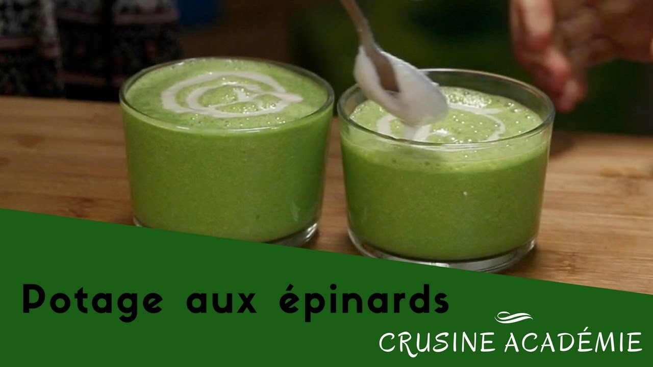 Une des meilleures recettes de potage chaud et cru aux épinards