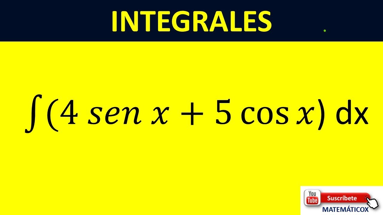 1362 INTEGRAL TRIGONOMÉTRICA: ∫(4 𝑠𝑒𝑛 𝑥+5 cos⁡𝑥 ) dx