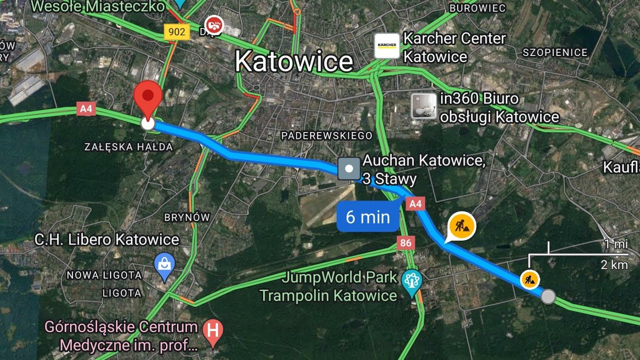 CabView. Autostradą przez centrum miasta. Katowice - A4