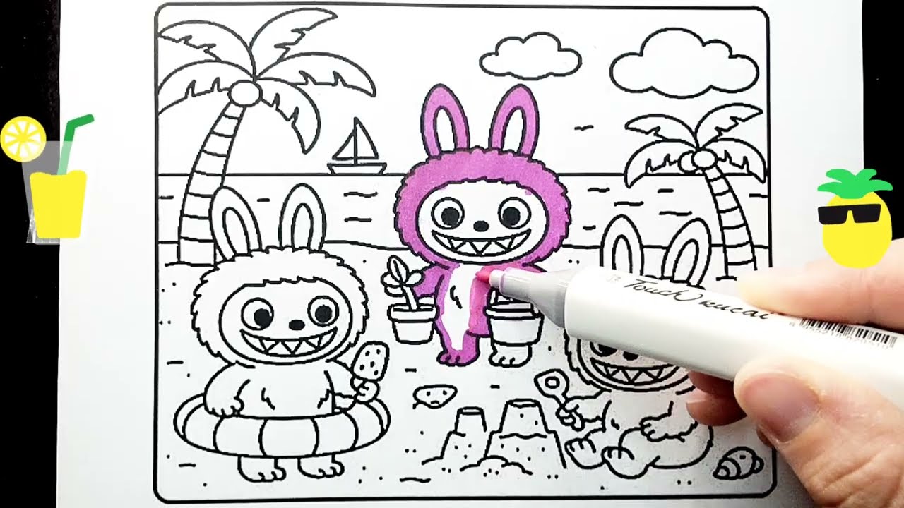 Labubu Coloring ASMR 🌈 Satisfying Glow Colors