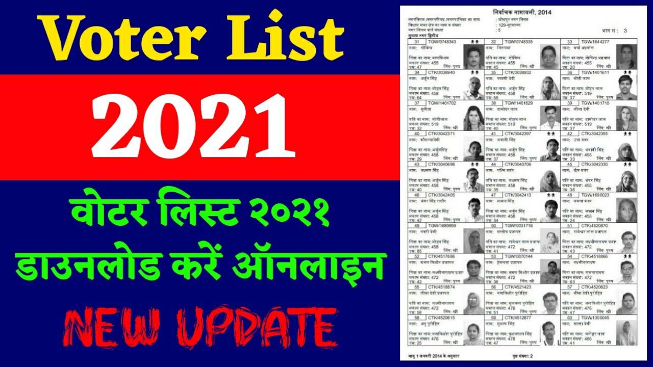 Voter List 2021 Download Online | वोटर लिस्ट २०२१ डाउनलोड करे अपने मोबाइल से ऑनलाइन |Voter List 2021
