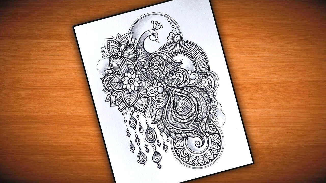 Peacock Mandala Art | Peacock Mandala Drawing/How to draw a Peacock with Mandala Design/Peacock Art