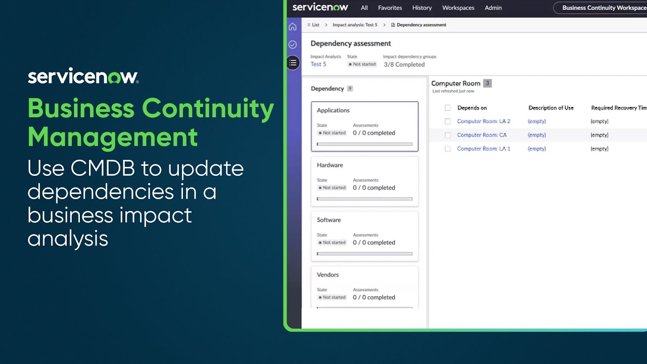 Business Continuity Management | Use CMDB to update dependencies in a business impact analysis