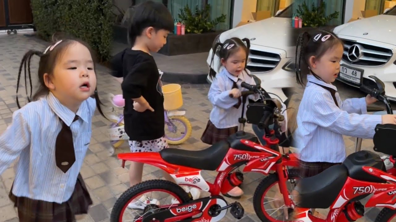 น้องพีร์ไม่ยอมแบ่งให้พี่อัญญาเลย อ้วงบ่นพี่ยืมจักรยานขี่แป๊ปนึงครับ