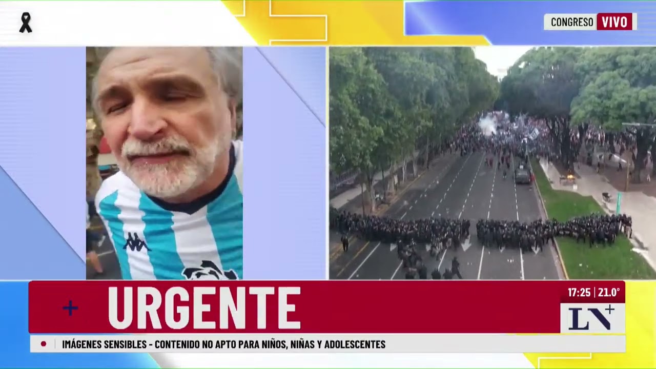 Hay al menos 4 detenidos en la marcha de jubilados con hinchas de fútbol