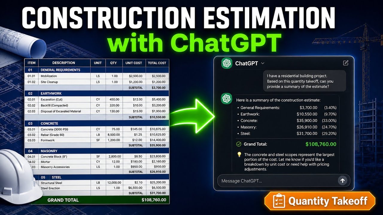 ChatGPT for Construction Estimation & Quantity Takeoff