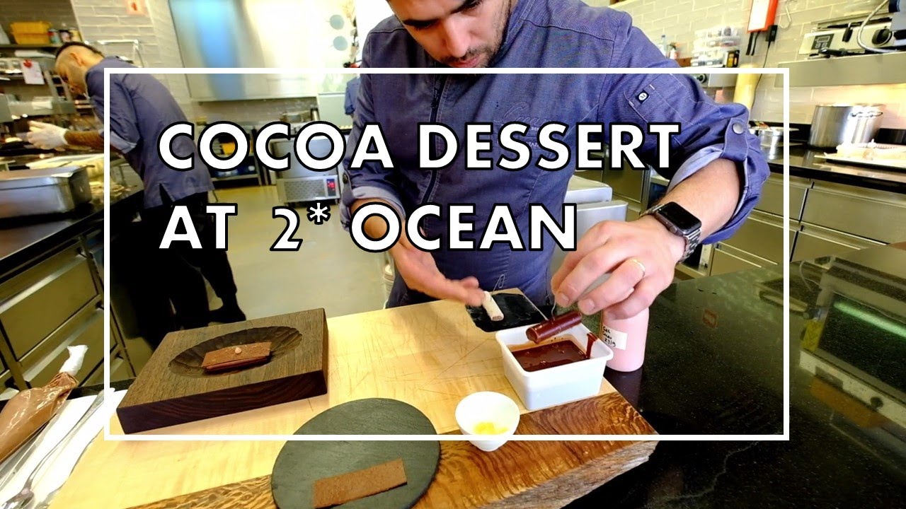 65% Homemade Chocolate dessert with passion fruit and cocoa at 2 Michelin star Ocean in Portugal
