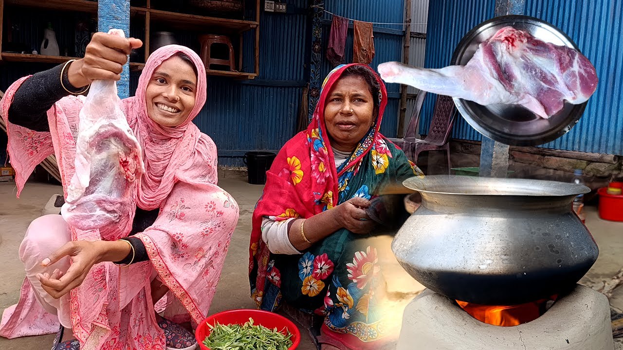 এই প্রথম হান্ডিতে খাসির মাংস রান্না করলো মা । village style mutton curry ।