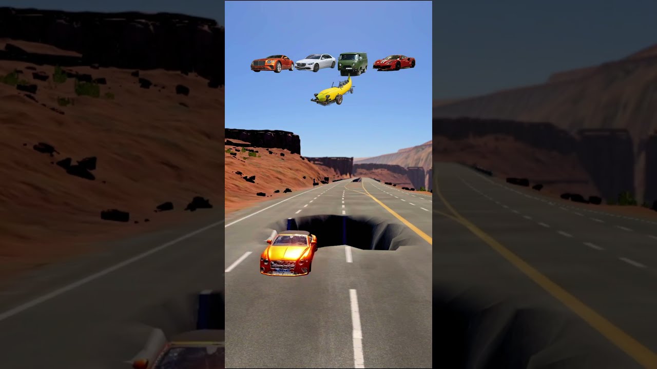 GIANT SINKHOLE VS CARS #shorts #beamngdrive