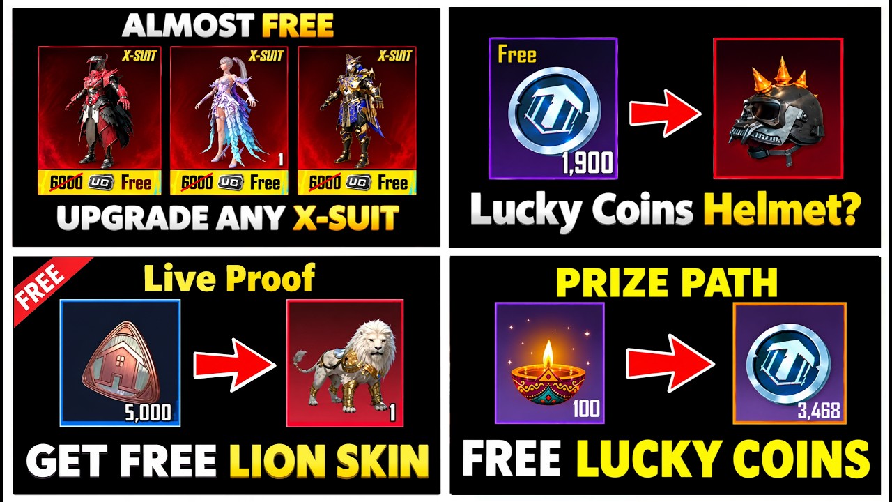 😱FREE 101% New X-suit Upgrade Almost | Free Lucky Coins Prize Path | Lucky Coins Se Inferno Halmet ?