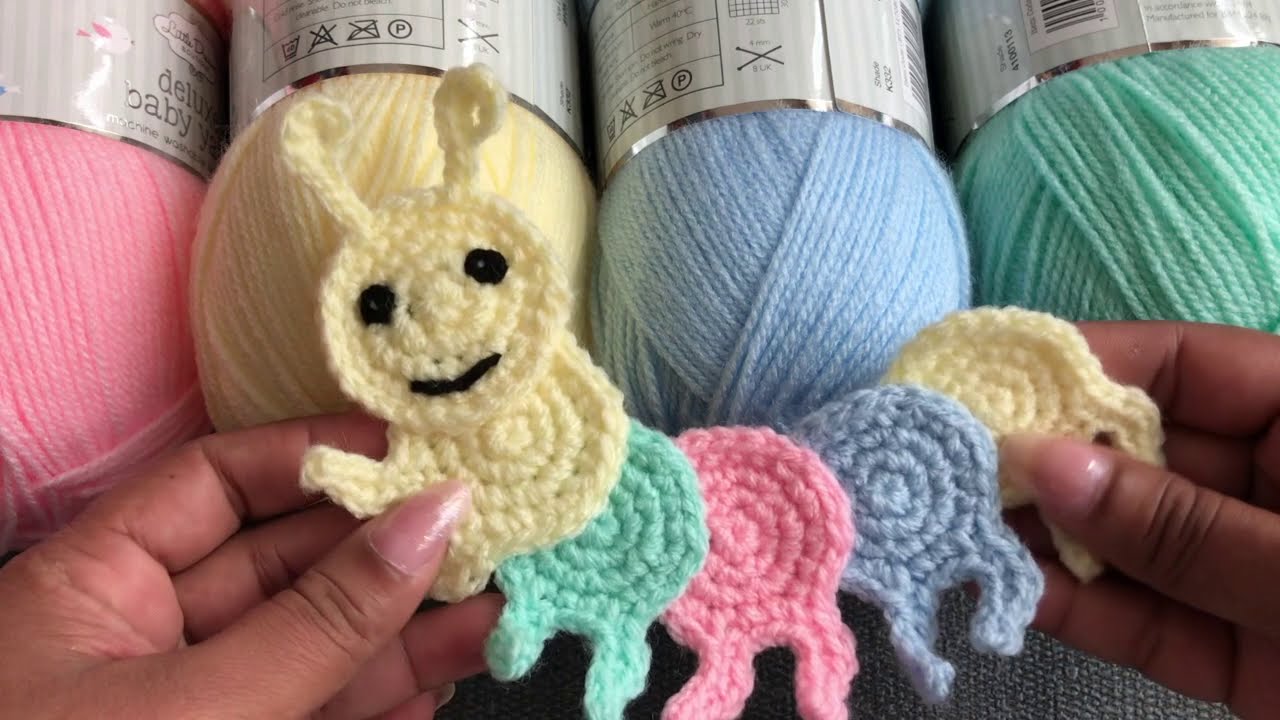 Crochet caterpillar/ crochet blanket appliqué