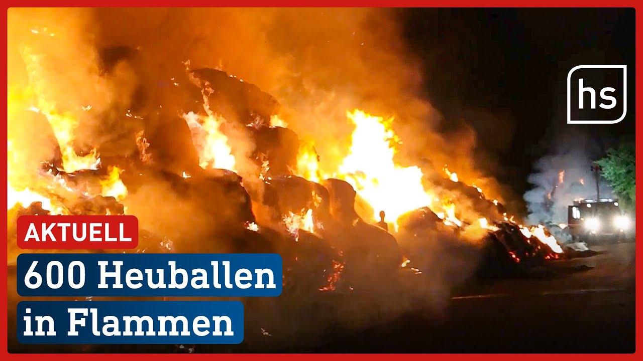 Verdacht auf Brandstiftung: 600 Heuballen und ein Auto fackeln ab | hessenschau