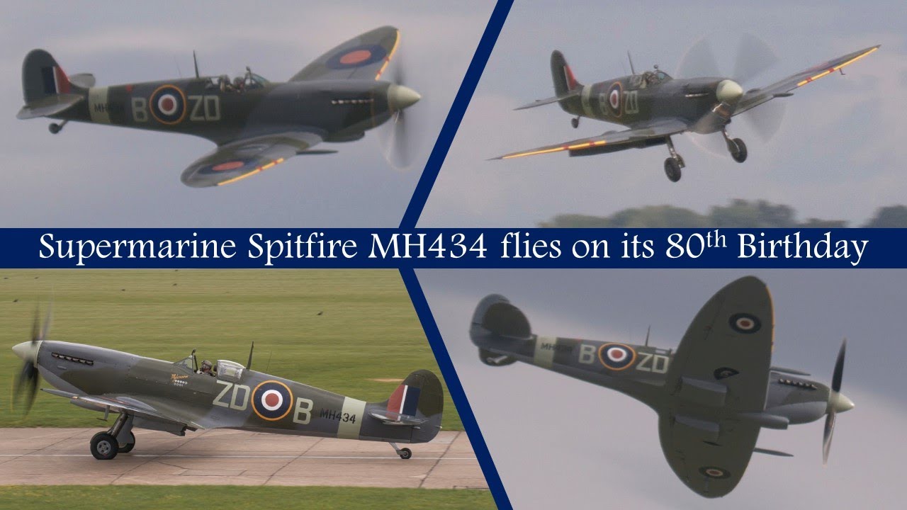 Spitfire MH434 flies on her 80th birthday