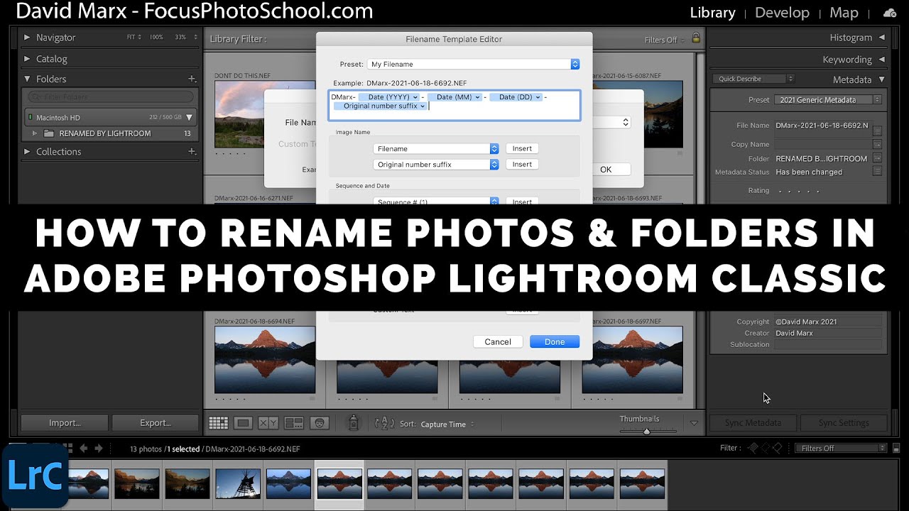 Как переименовать фотографии и папки в Adobe Photoshop Lightroom Classic