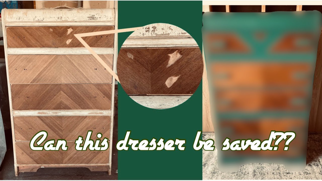 Waterfall Dresser Flip - Sanded Through Veneer Fix and So Many Repairs!