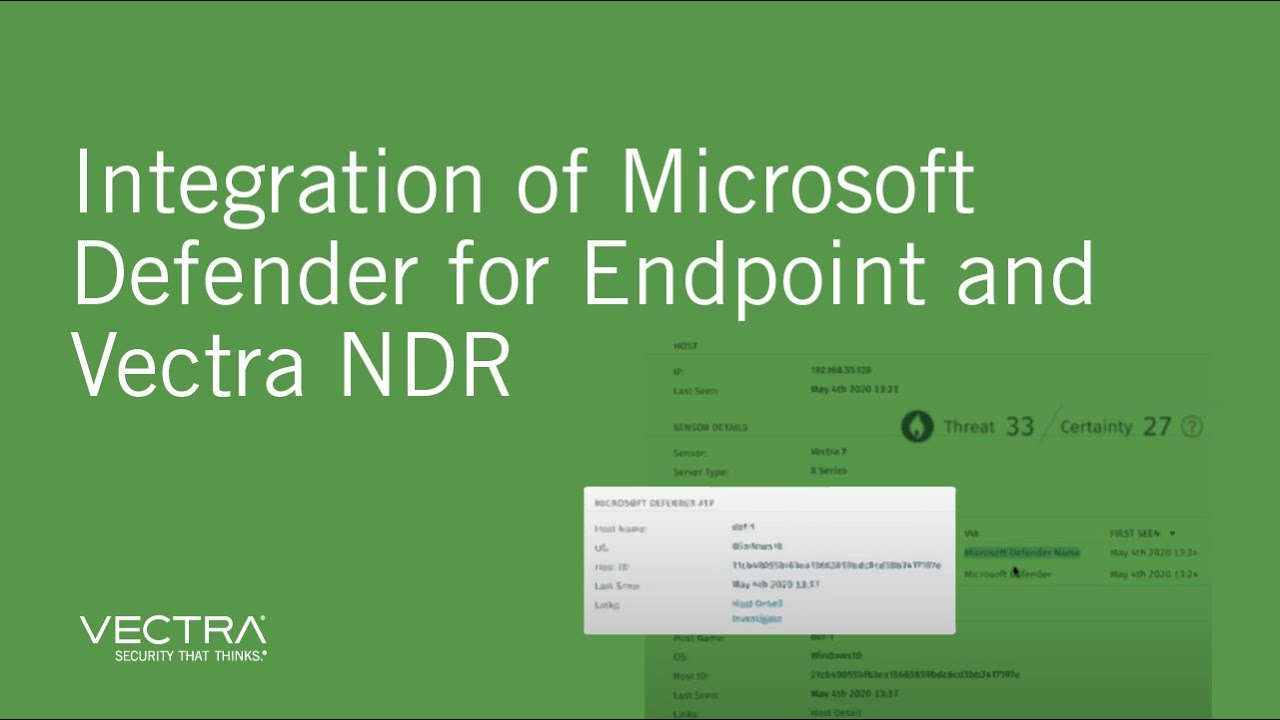 Integration of Microsoft Defender for Endpoint and Vectra NDR