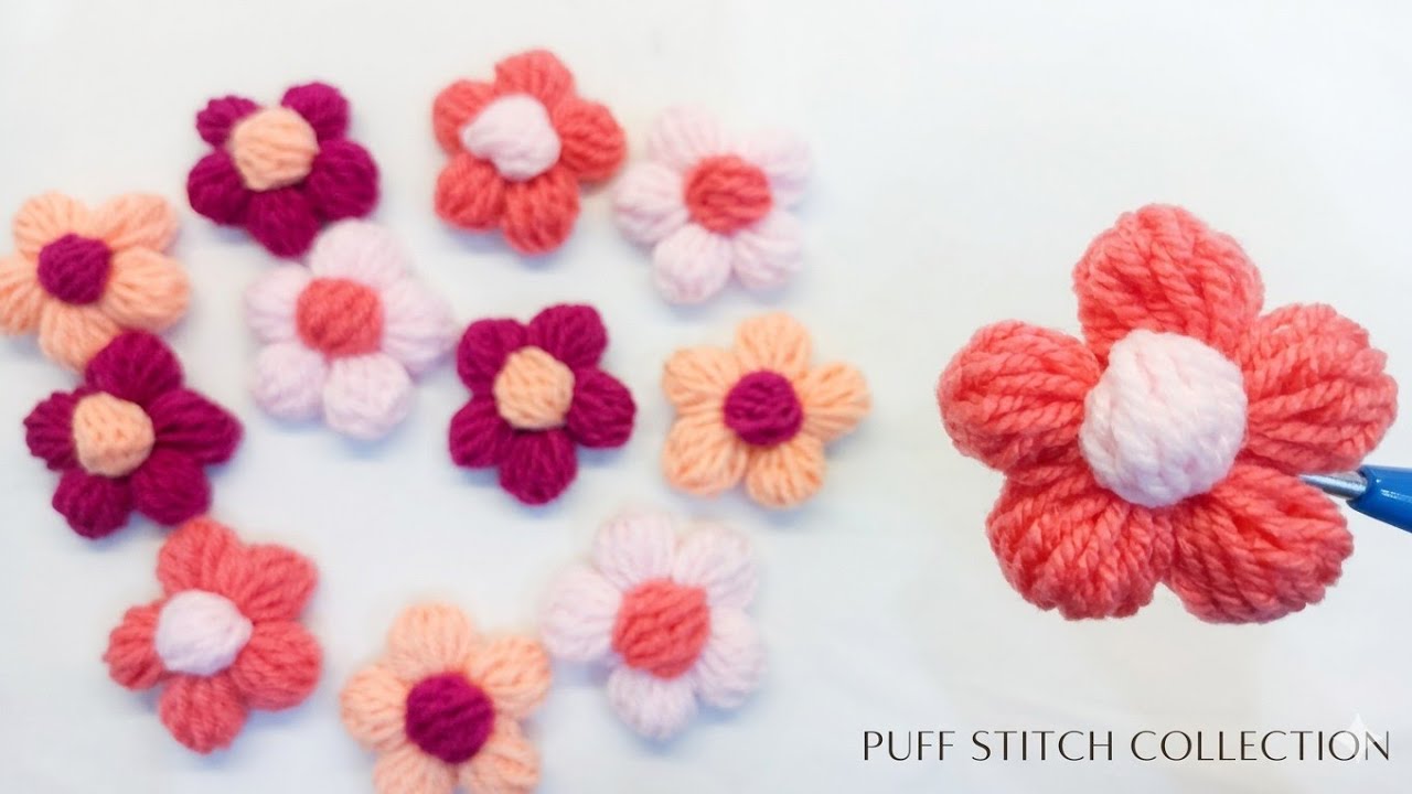 Crochet puff flower tutorial @Crochetforbeginners0 