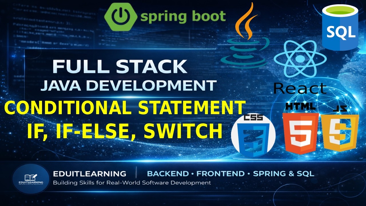 Conditional Statements in Java | if, if-else, else-if & switch|  #CoreJava #fullstackdevelopment