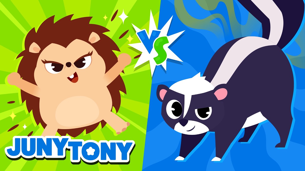 Qual Animal Vai Vencer? 🦔🦨| Curiosidades Sobre Animais | Música Infantil | JunyTony em Português