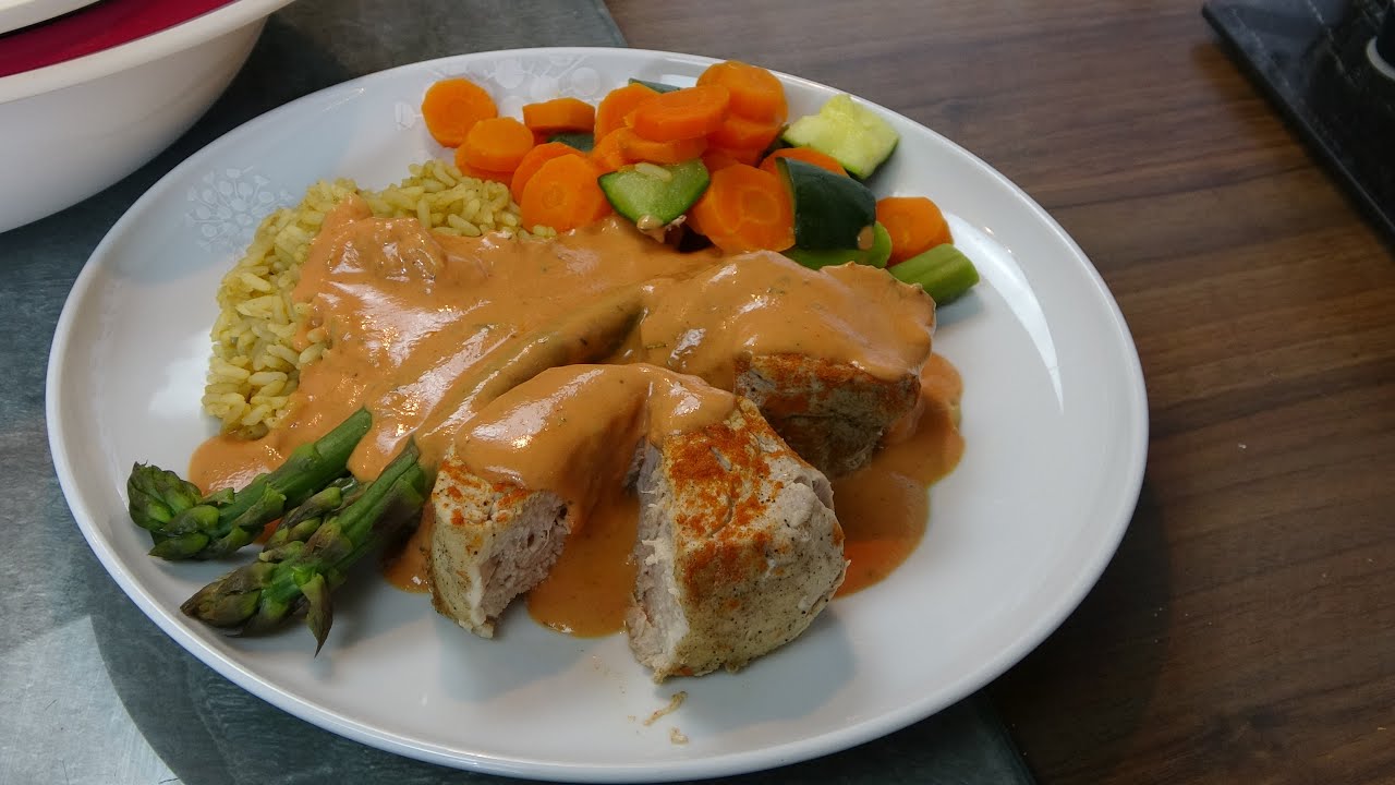 Schweinemedaillons mit Metaxa-Soße und Reis - All in one - im Monsieur Cuisine Connect