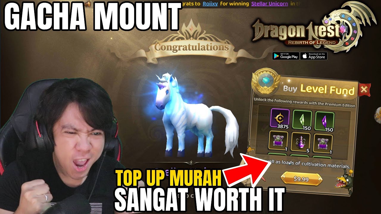 Paket Level Fund Worth it Banget! GACHA Mount Unique - Dragon nest Rebirth of Legend!