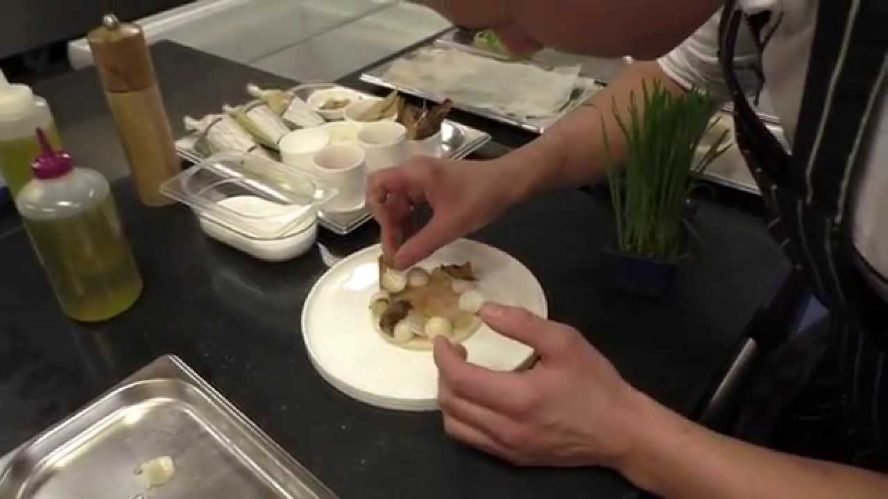 Guido Braeken prepares a starter at Michelin star La Source