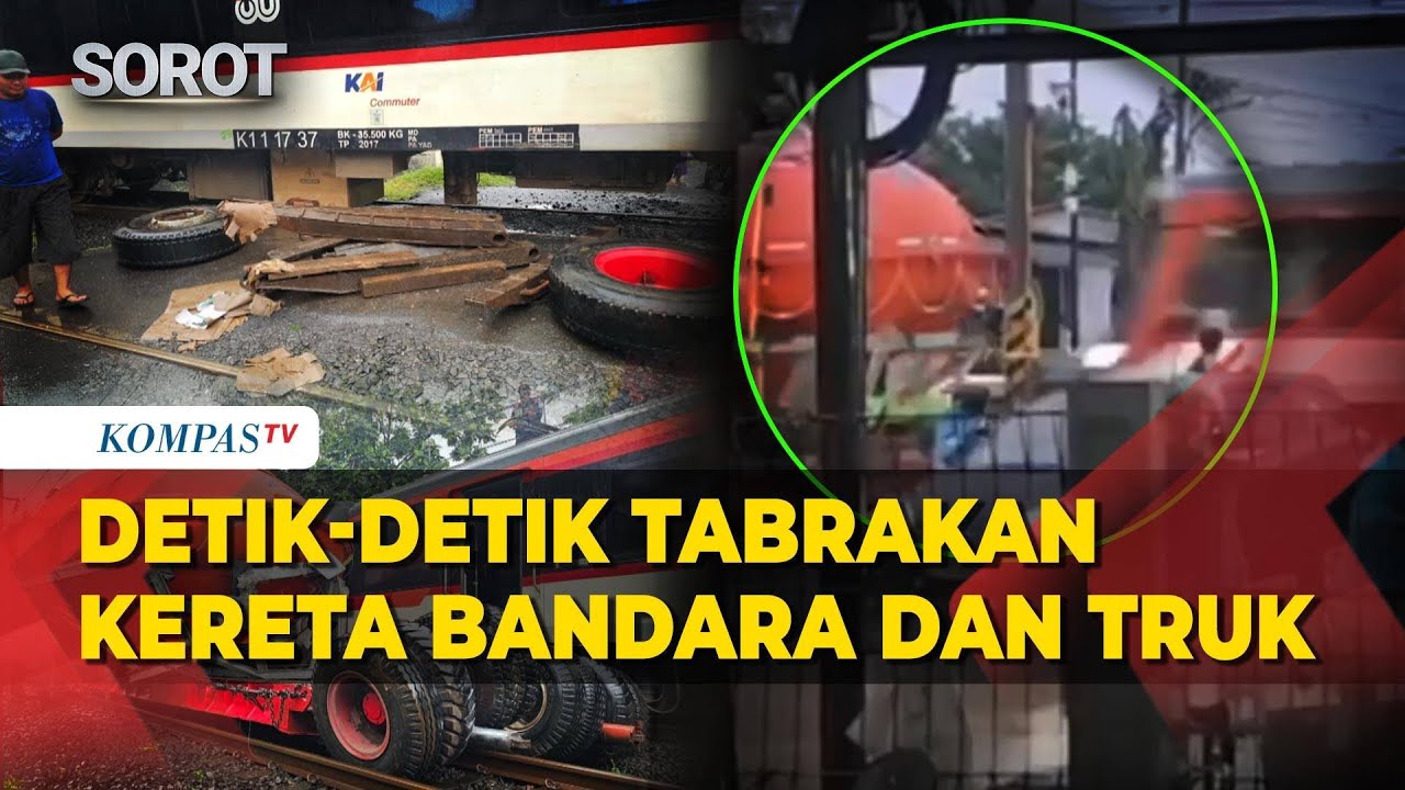 Mencekam! Detik-Detik Kereta Bandara Hantam Truk Kontainer hingga Terseret 100 M di Tangerang