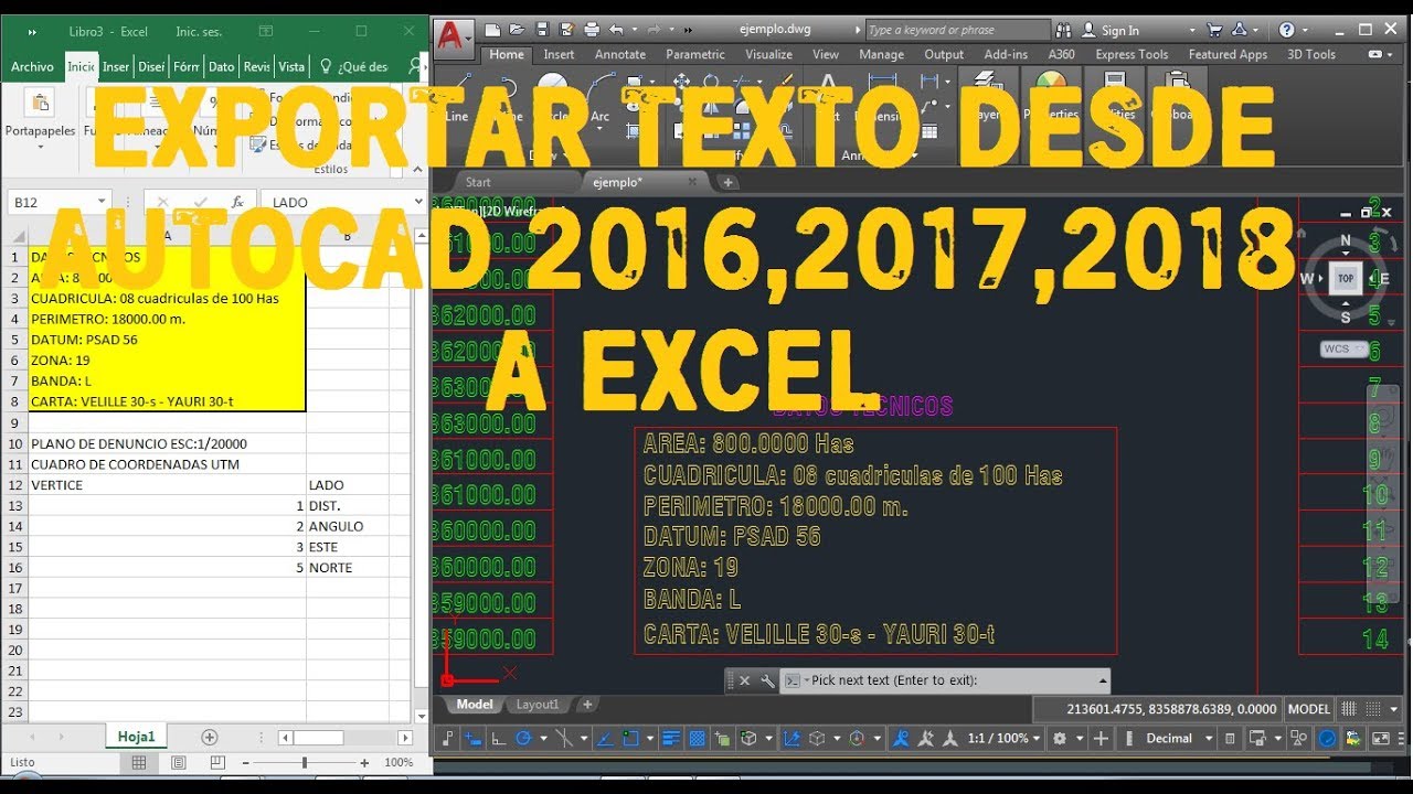 EXPORTAR TEXTO DESDE AUTOCAD A EXCEL - AUTOLISP