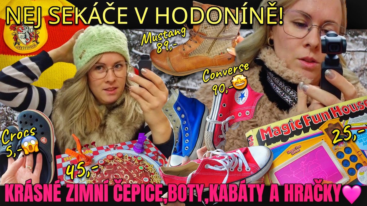 NEJ HODONÍNSKÉ SEKÁČE❤️PŘEHLÍDKA ZIMNÍCH ČEPIC A KABÁTŮ🤩CONVERSKY ZA 90😍PARÁDNÍ HRAČKY, DESKOVÉ HRY🥳