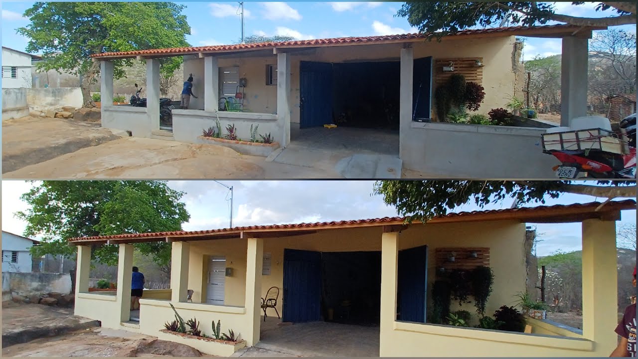 Pintamos a frente da casa da minha sogra. 