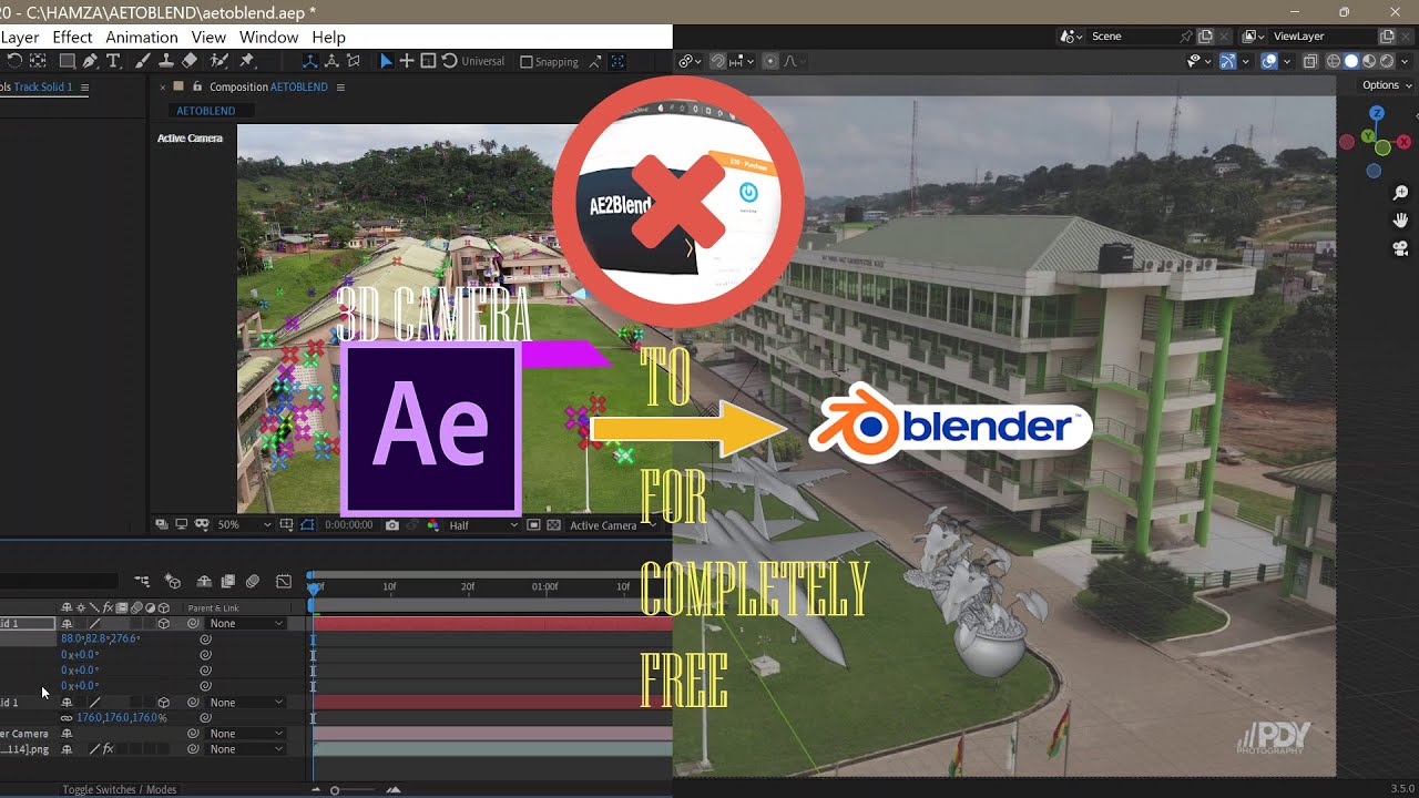 Import After Effects 3d Camera Track into Blender for completely Free(No AE2BLEND).