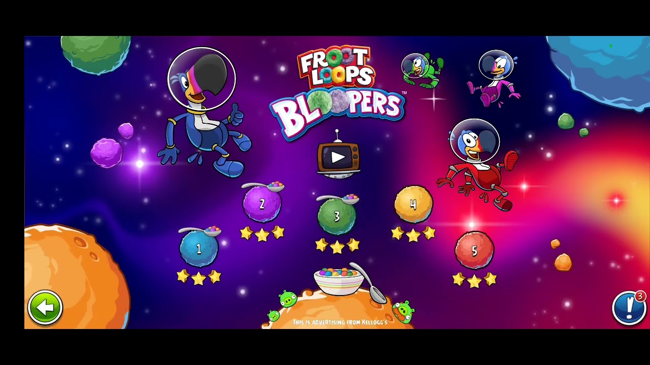 Angry Birds Space Froot Loop Bloopers Toucan Sam 100% Spoon All levels
