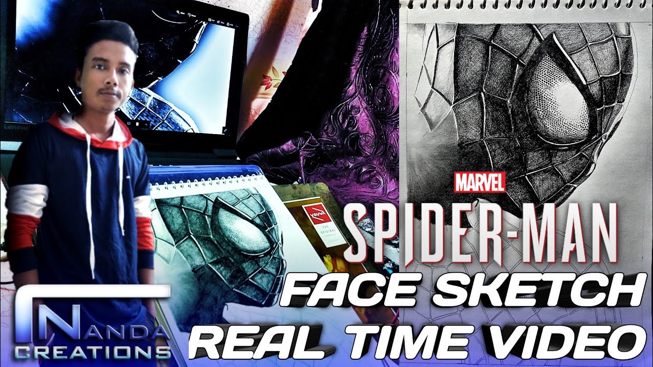 how to sketch realistic spiderman face step by step |Nanda Creations