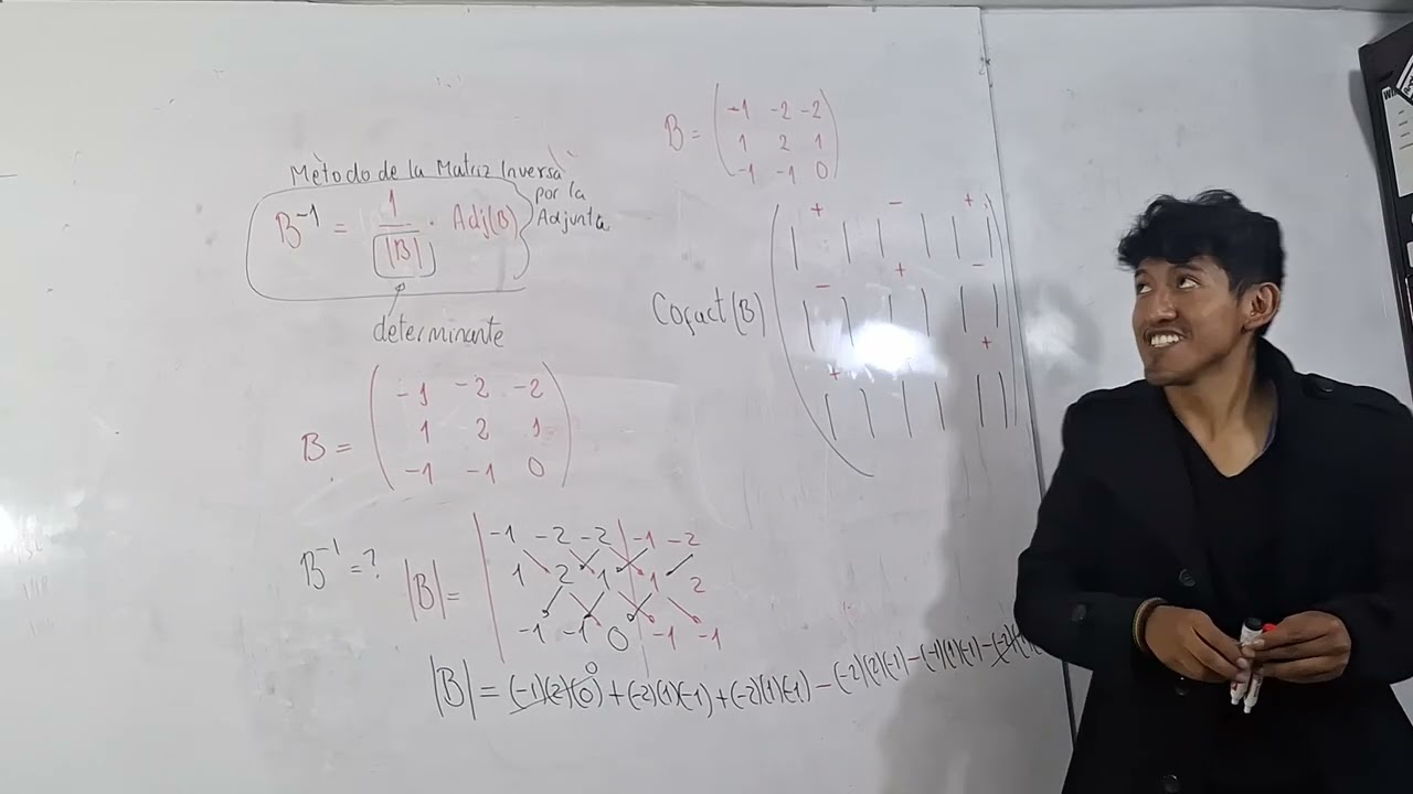 hallando la matriz inversa de b de una matriz de 3x3 por metodo de la adjunta