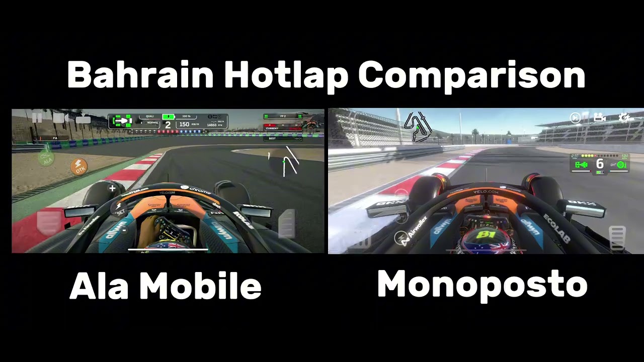 Ala Mobile vs Monoposto (2025) Bahrain Hotlap Comparison 