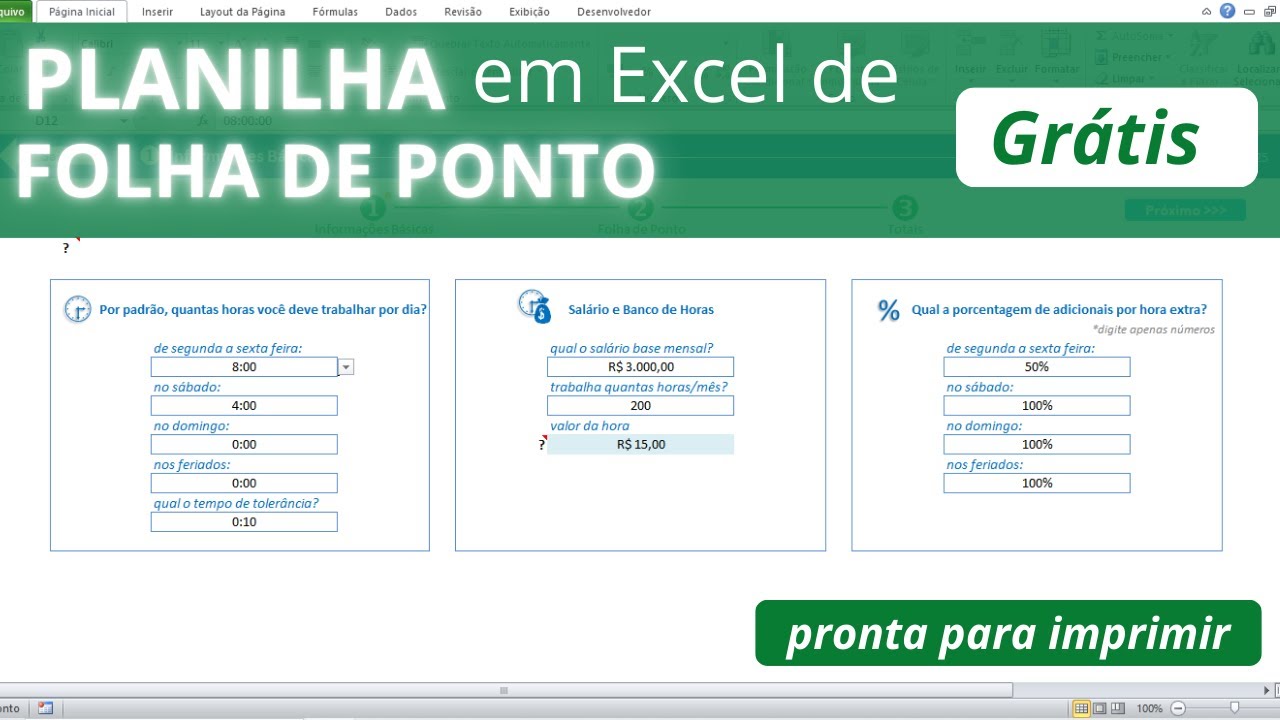 ✅[Baixe Agora] Planilha Grátis de Folha de Ponto (Planilha Excel) - Controle de Ponto Para impressão