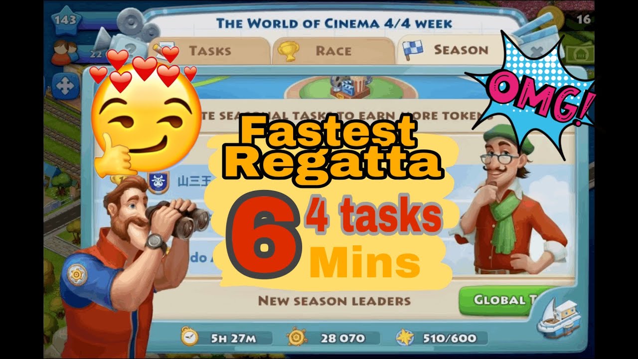 Township 4  Regatta tasks done fast, Easy coin & plane tasks in 6 minutes, fastest