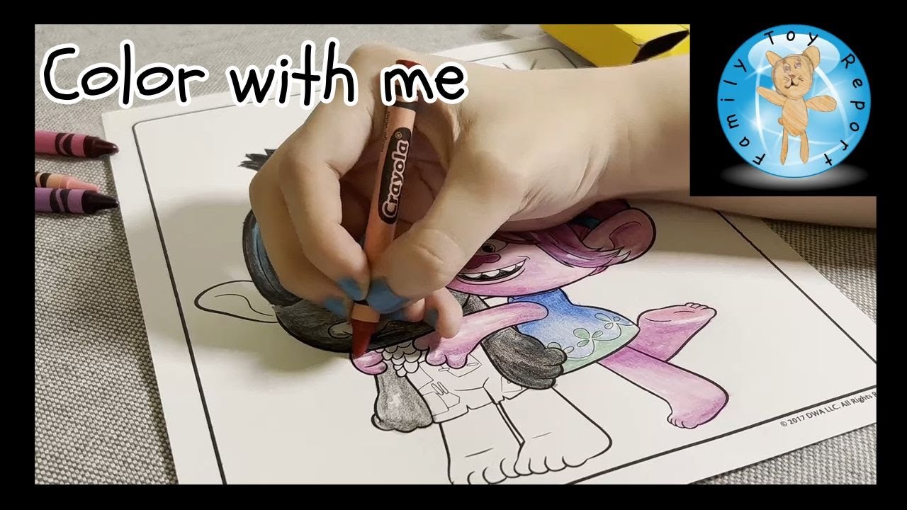 Color with me Trolls Crayola Coloring book Poppy and Branch