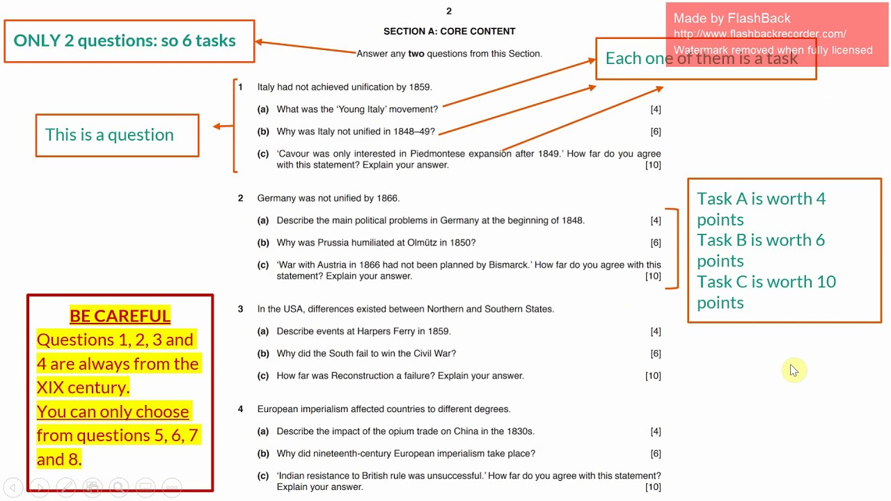 Tackling Paper 1 of the IGCSE History Exam-  Part A