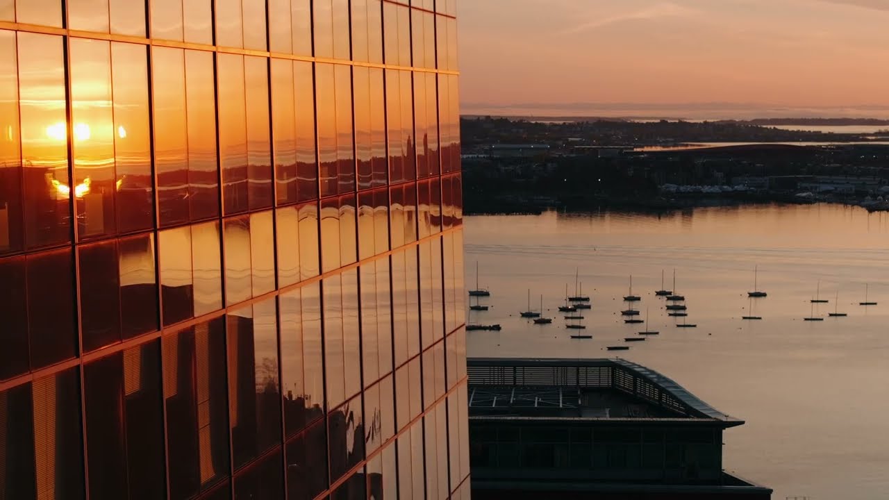 Boston Harbor 4k Drone Footage Sunrise 2025
