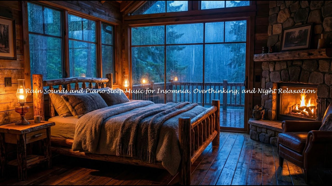 Warm Bedroom Rain Sounds with Peaceful Piano to Quiet the Mind 🕯️ #7Hr