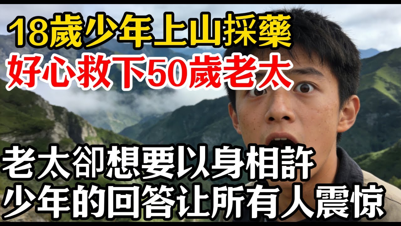 18歲少年上山採藥，好心救下50歲老太，老太卻想要以身相許來報恩，誰料少年的回答让所有人震惊！#情感#故事#人生感悟  #故事频道#故事分享 #生活哲學 #老年時光 #情感共鳴 #自主養老 #幸福晚年