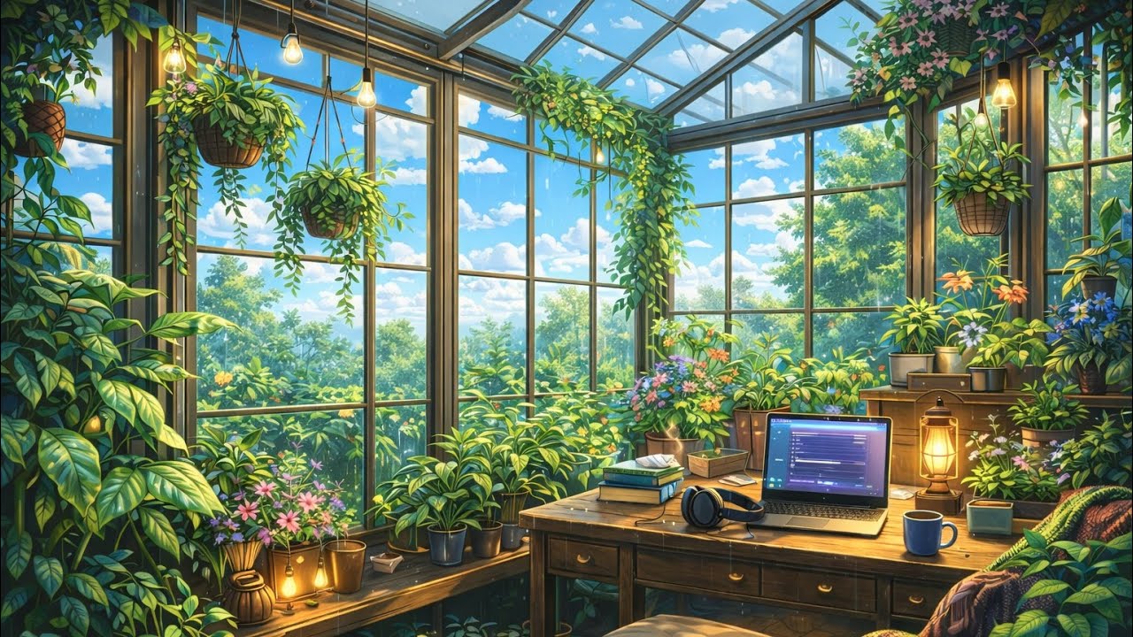 🌿 Cozy Greenhouse LoFi Hip Hop 🎧 Chill Beats to Relax & Study To ☕️ 